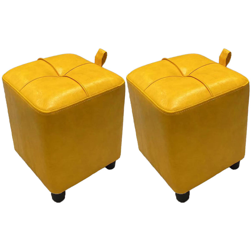 Contemporary PU Leather Pouf Chair Plain Square Tufted Water Resistant Target Pouf