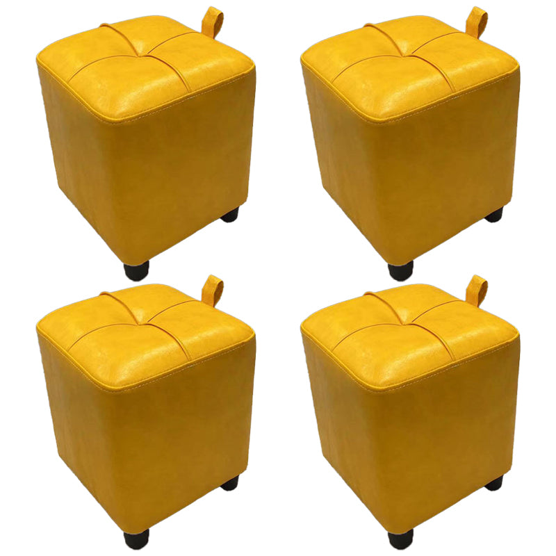 Contemporary PU Leather Pouf Chair Plain Square Tufted Water Resistant Target Pouf