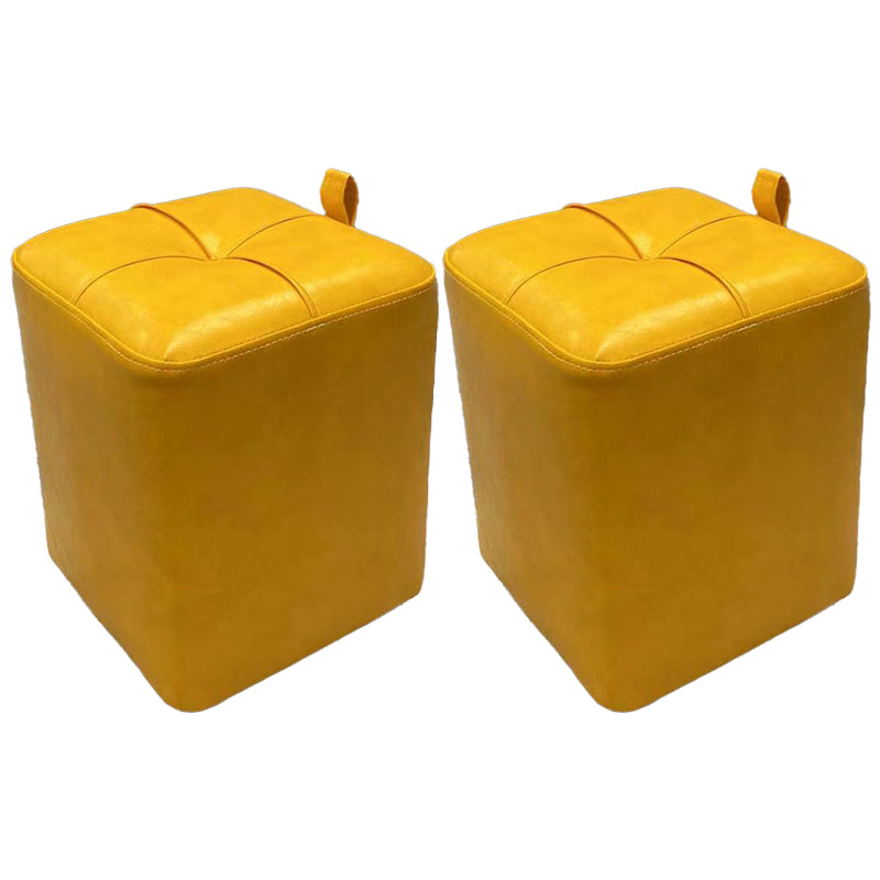 Contemporary PU Leather Pouf Chair Plain Square Tufted Water Resistant Target Pouf