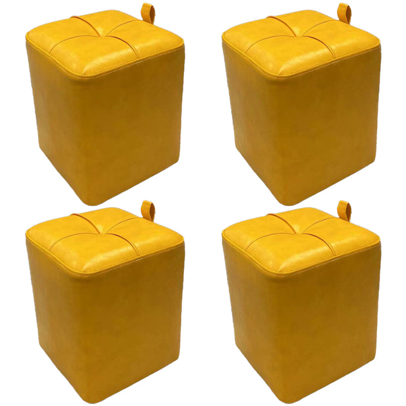 Contemporary PU Leather Pouf Chair Plain Square Tufted Water Resistant Target Pouf