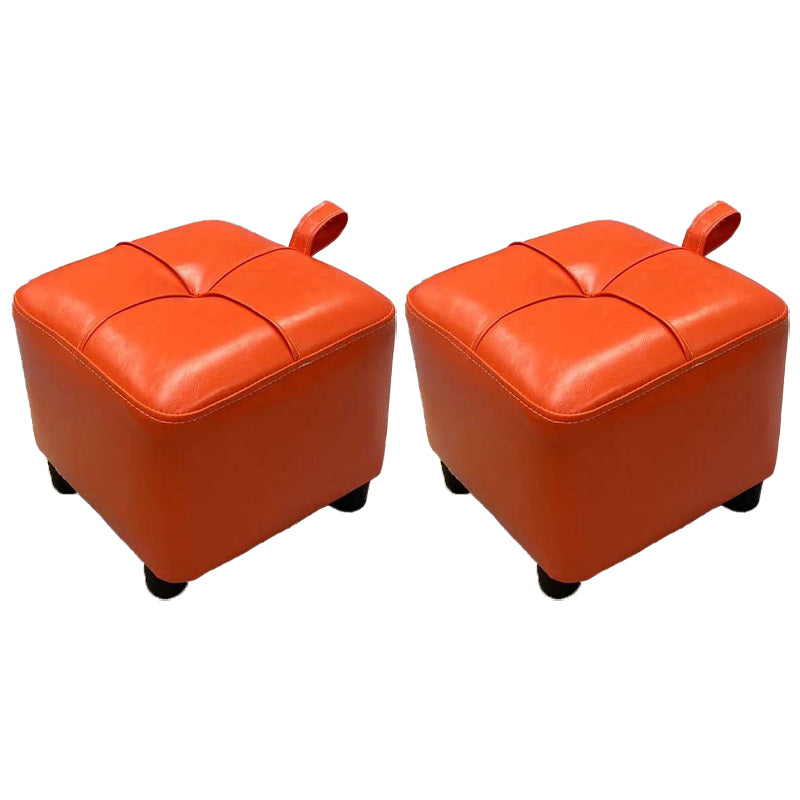 Contemporary PU Leather Pouf Chair Plain Square Tufted Water Resistant Target Pouf