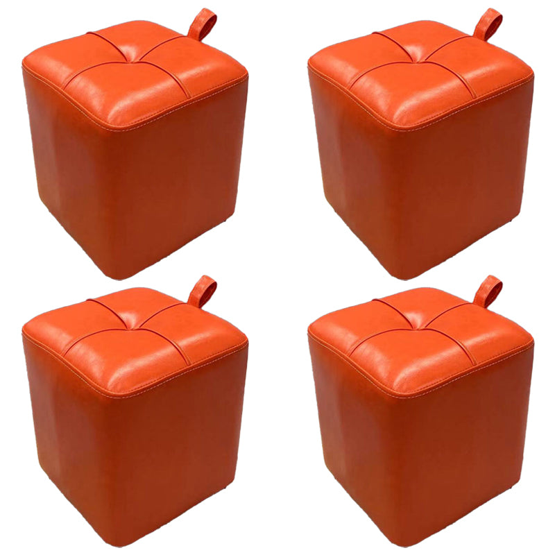 Contemporary PU Leather Pouf Chair Plain Square Tufted Water Resistant Target Pouf