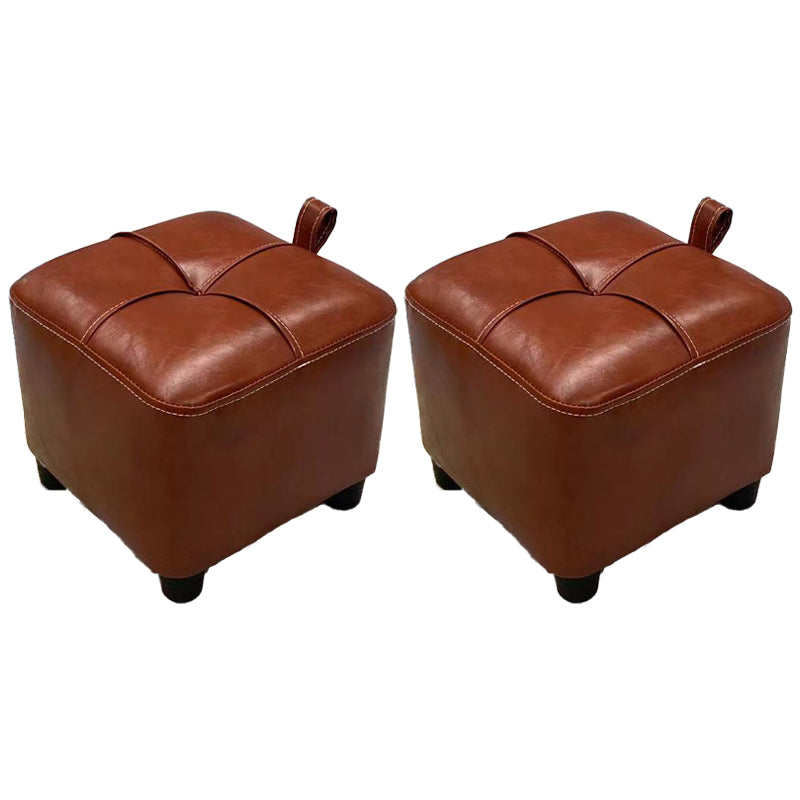 Contemporary PU Leather Pouf Chair Plain Square Tufted Water Resistant Target Pouf