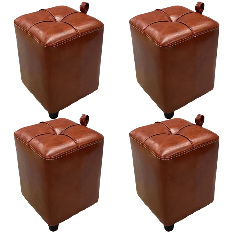 Contemporary PU Leather Pouf Chair Plain Square Tufted Water Resistant Target Pouf