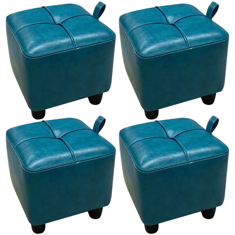 Contemporary PU Leather Pouf Chair Plain Square Tufted Water Resistant Target Pouf