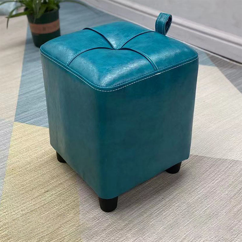 Contemporary PU Leather Pouf Chair Plain Square Tufted Water Resistant Target Pouf