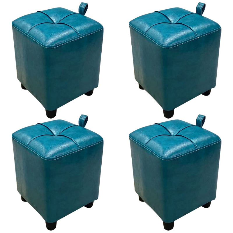 Contemporary PU Leather Pouf Chair Plain Square Tufted Water Resistant Target Pouf