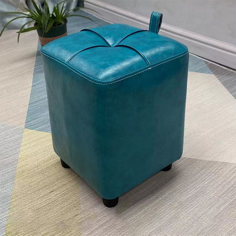 Contemporary PU Leather Pouf Chair Plain Square Tufted Water Resistant Target Pouf