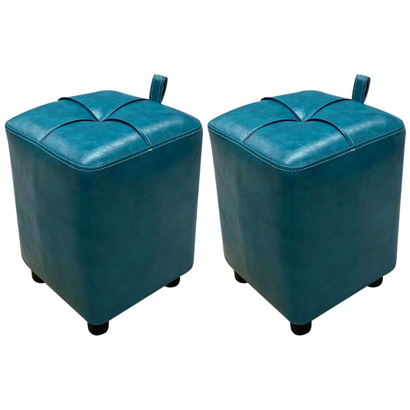 Contemporary PU Leather Pouf Chair Plain Square Tufted Water Resistant Target Pouf