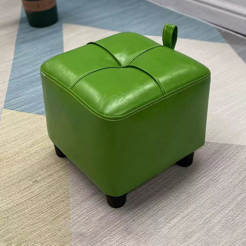 Contemporary PU Leather Pouf Chair Plain Square Tufted Water Resistant Target Pouf