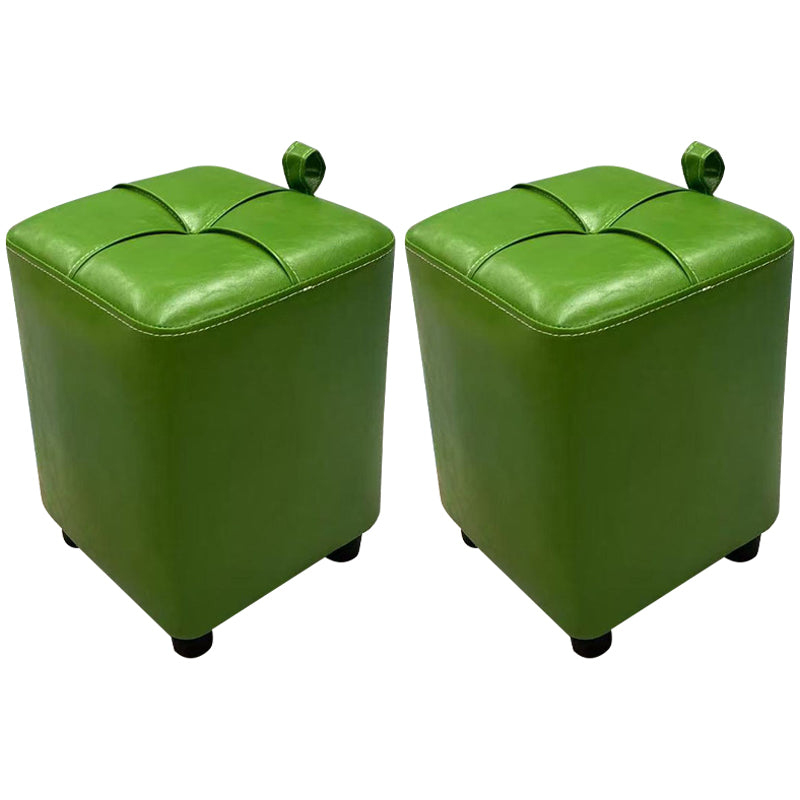 Contemporary PU Leather Pouf Chair Plain Square Tufted Water Resistant Target Pouf