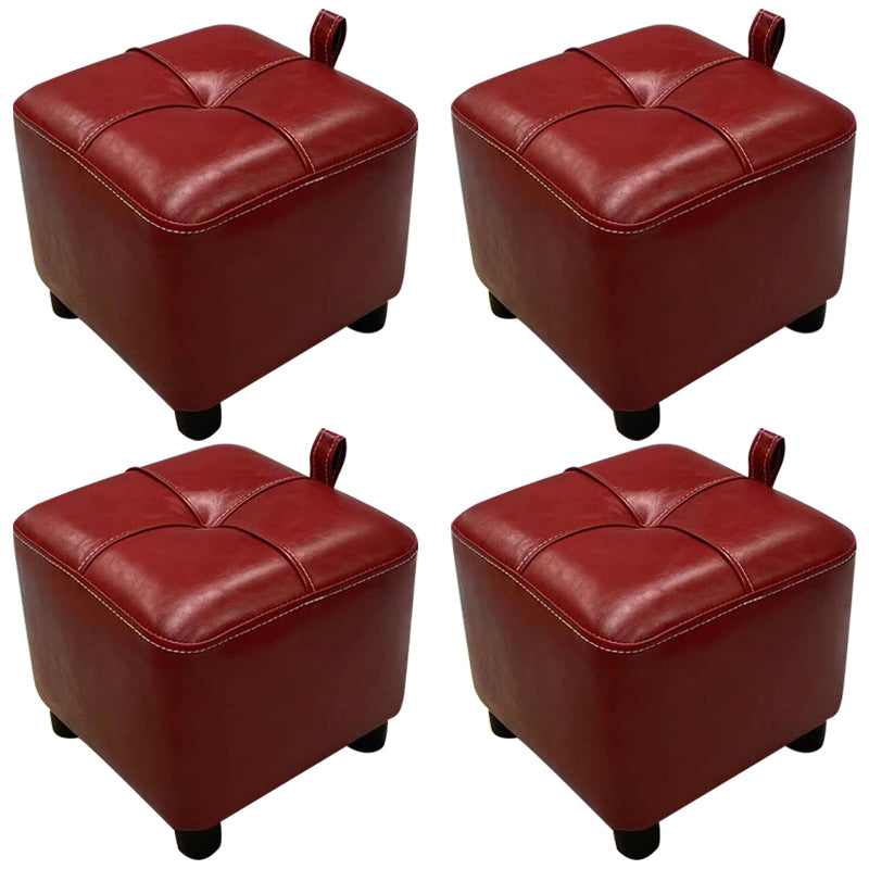 Contemporary PU Leather Pouf Chair Plain Square Tufted Water Resistant Target Pouf