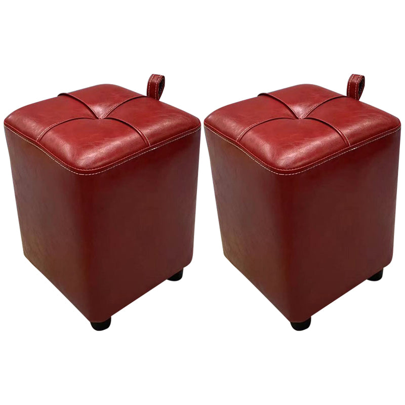 Contemporary PU Leather Pouf Chair Plain Square Tufted Water Resistant Target Pouf