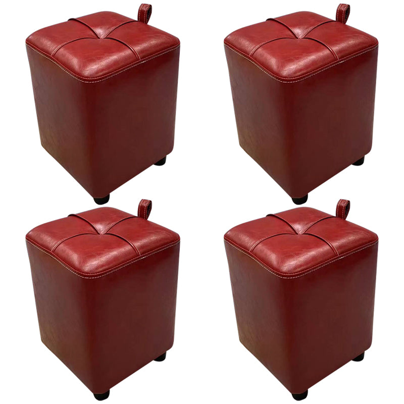 Contemporary PU Leather Pouf Chair Plain Square Tufted Water Resistant Target Pouf