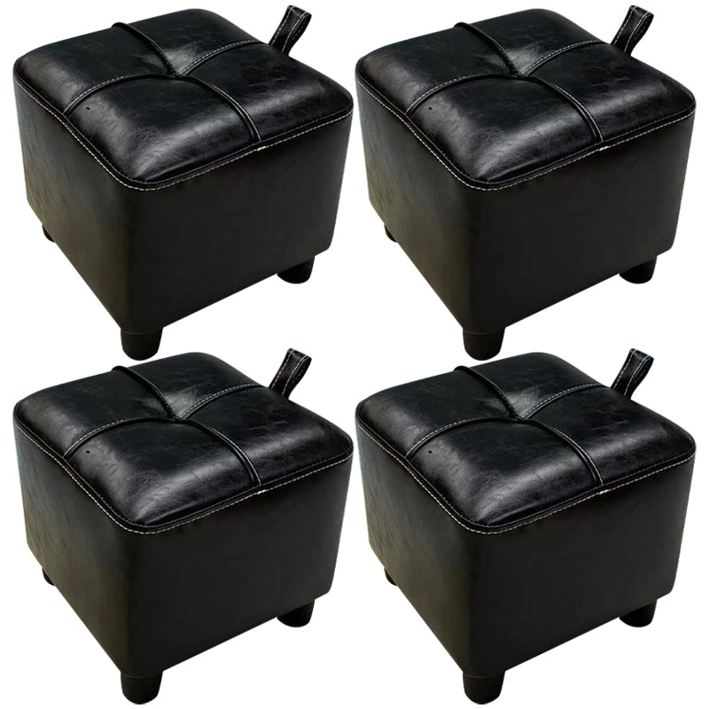 Contemporary PU Leather Pouf Chair Plain Square Tufted Water Resistant Target Pouf