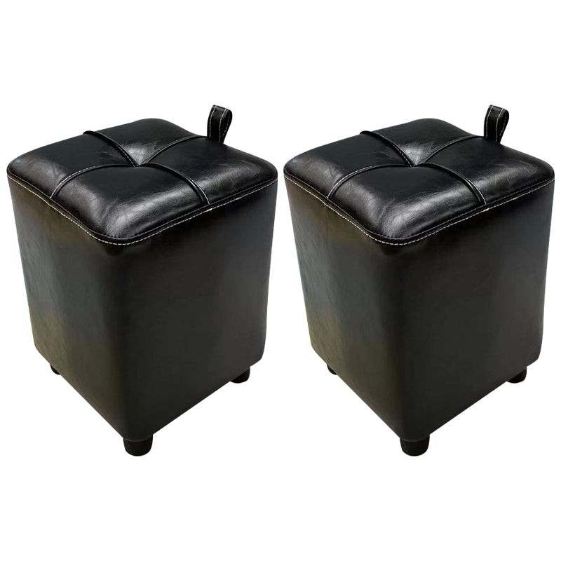 Contemporary PU Leather Pouf Chair Plain Square Tufted Water Resistant Target Pouf