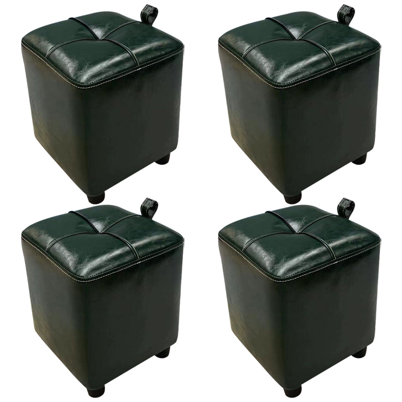 Contemporary PU Leather Pouf Chair Plain Square Tufted Water Resistant Target Pouf