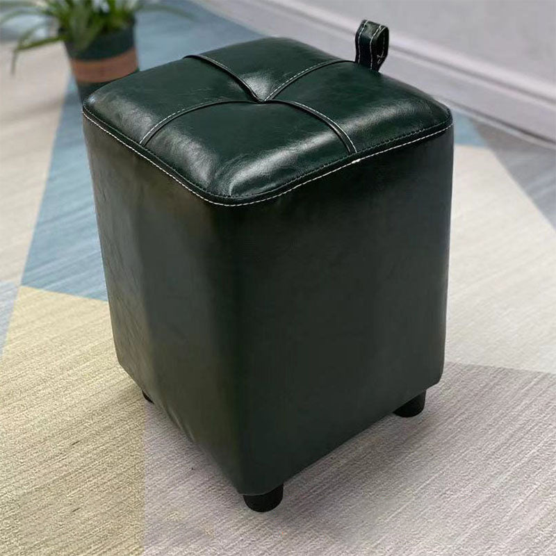 Contemporary PU Leather Pouf Chair Plain Square Tufted Water Resistant Target Pouf