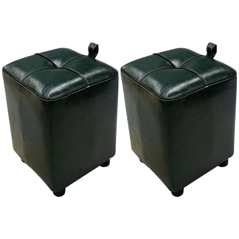 Contemporary PU Leather Pouf Chair Plain Square Tufted Water Resistant Target Pouf