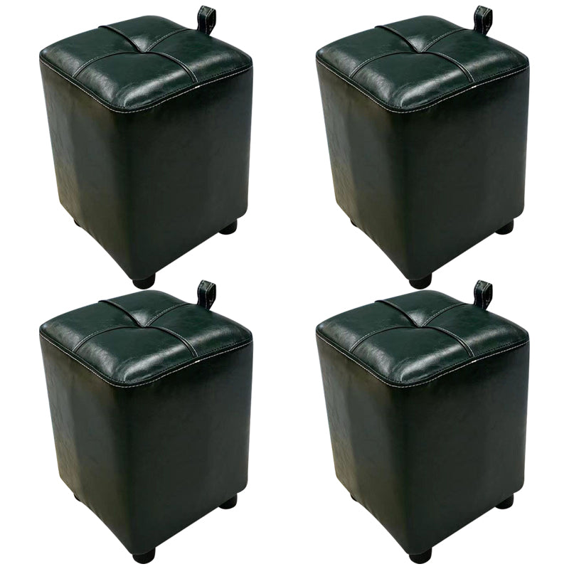 Contemporary PU Leather Pouf Chair Plain Square Tufted Water Resistant Target Pouf