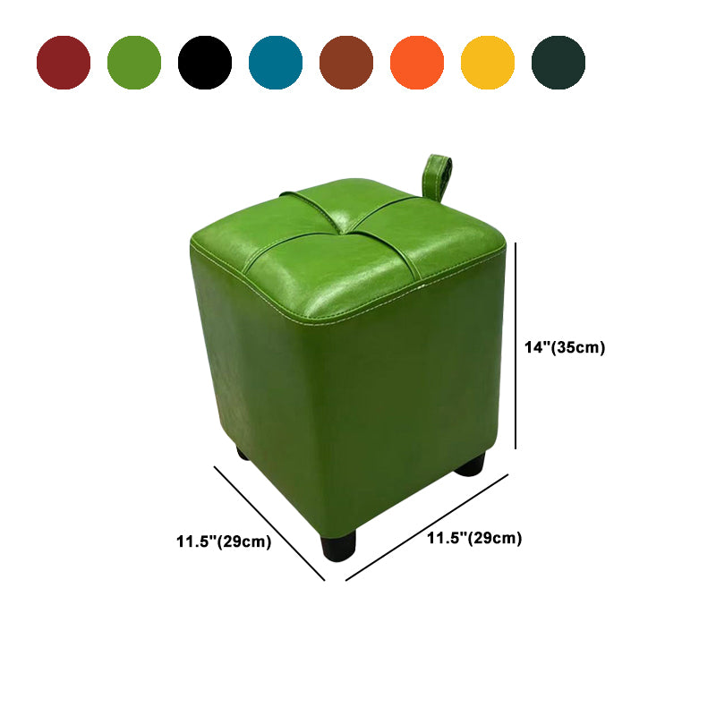 Contemporary PU Leather Pouf Chair Plain Square Tufted Water Resistant Target Pouf