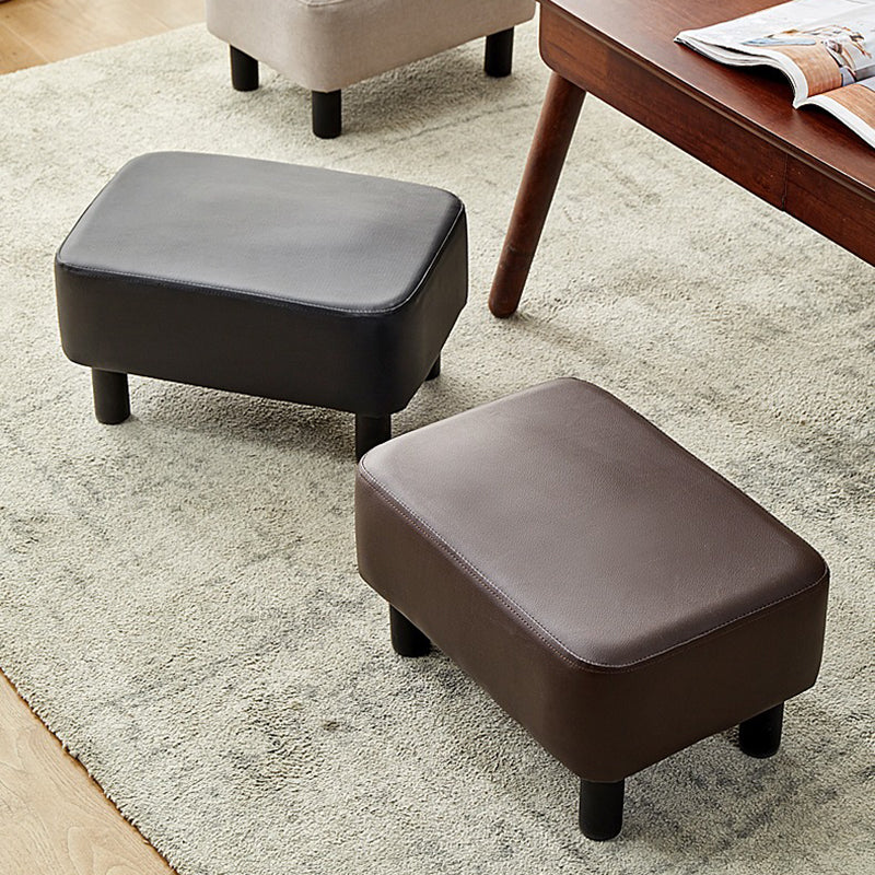 Contemporary Ottoman Faux Leather Upholstered Rectangle Ottoman