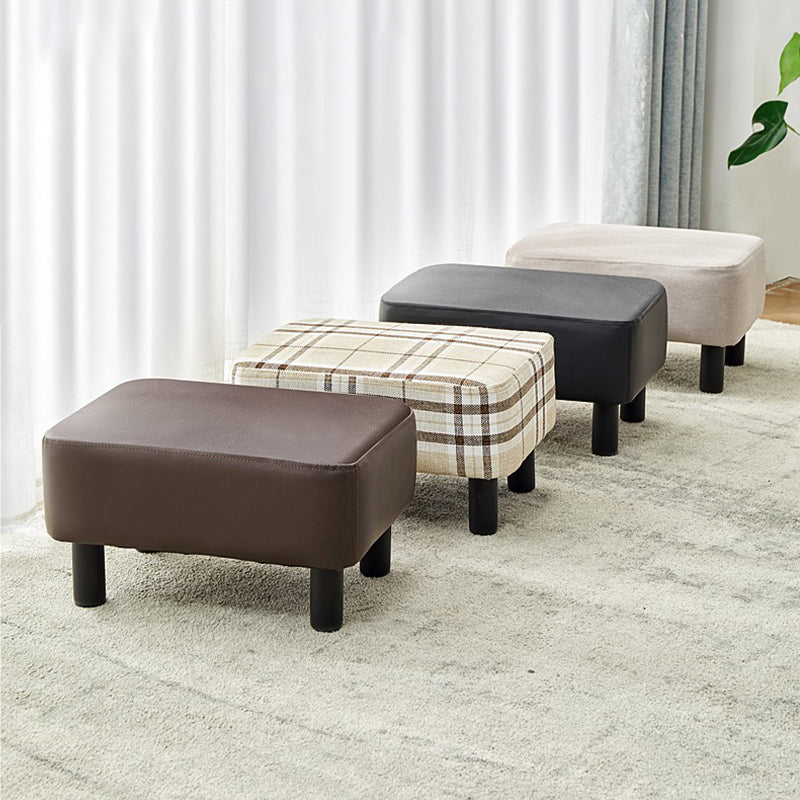 Contemporary Ottoman Faux Leather Upholstered Rectangle Ottoman