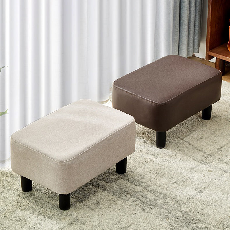 Contemporary Ottoman Faux Leather Upholstered Rectangle Ottoman