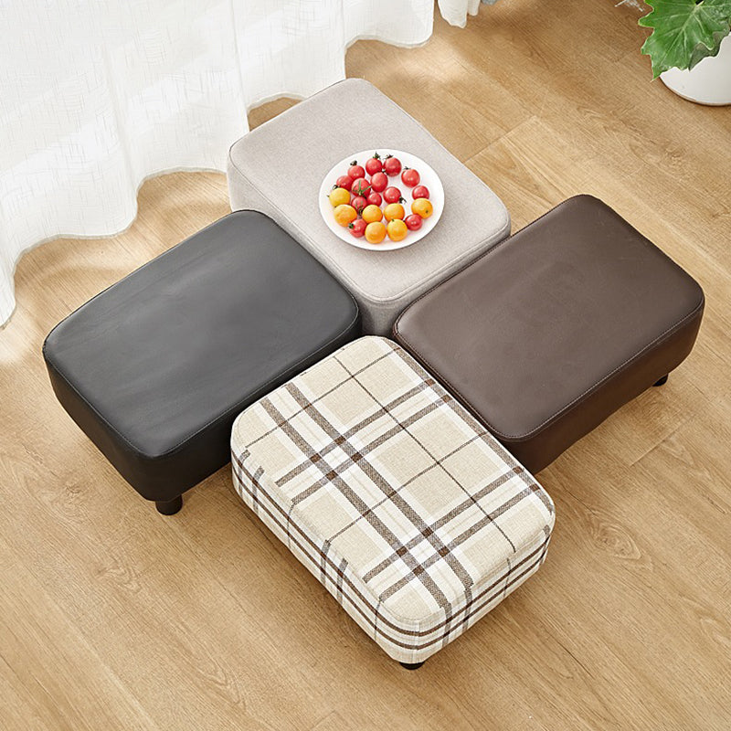 Contemporary Ottoman Faux Leather Upholstered Rectangle Ottoman