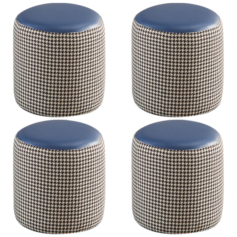 Modern Water Resistant Ottoman Circle Shape Orange Genuine Leather Cube