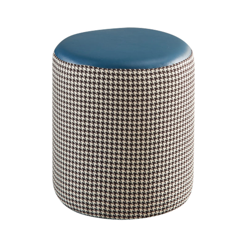 Modern Water Resistant Ottoman Circle Shape Orange Genuine Leather Cube