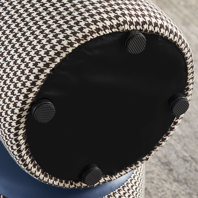 Modern Water Resistant Ottoman Circle Shape Orange Genuine Leather Cube