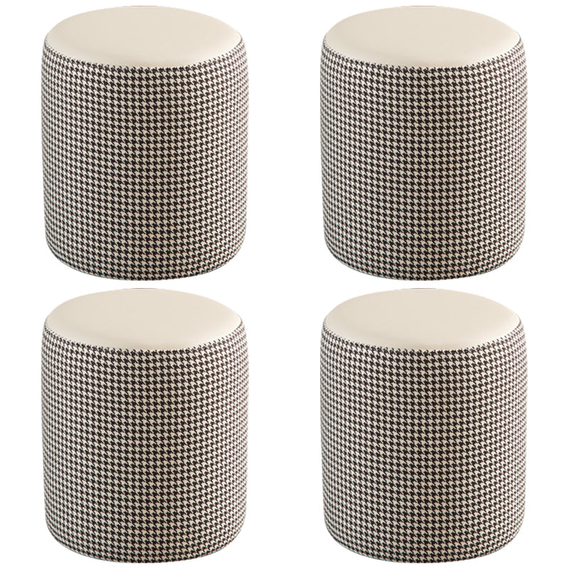 Modern Water Resistant Ottoman Circle Shape Orange Genuine Leather Cube