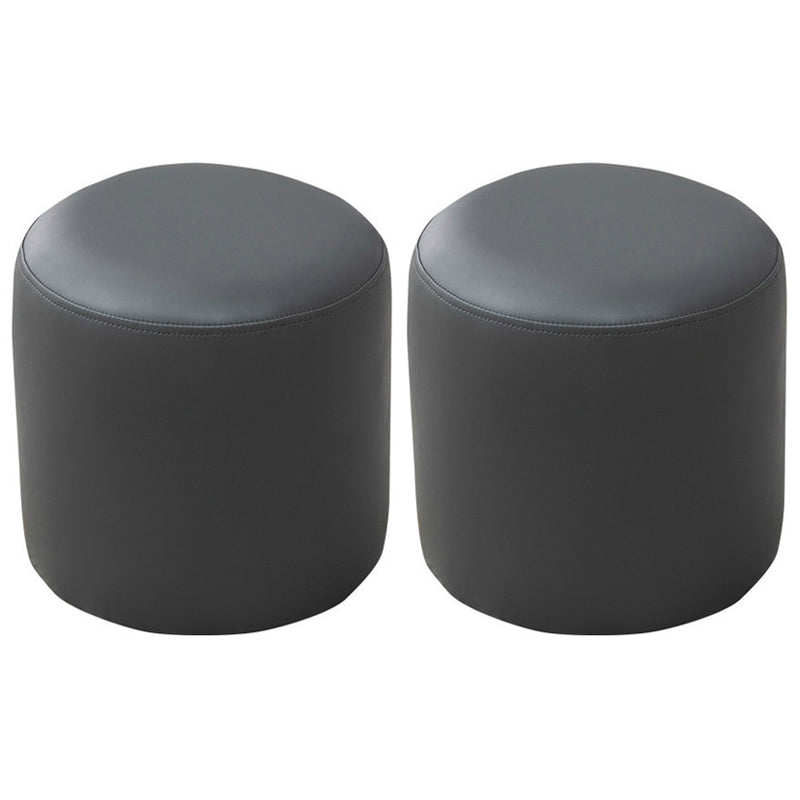 Modern Round Ottoman Solid Color Leather Water Resistant Footstool Ottoman