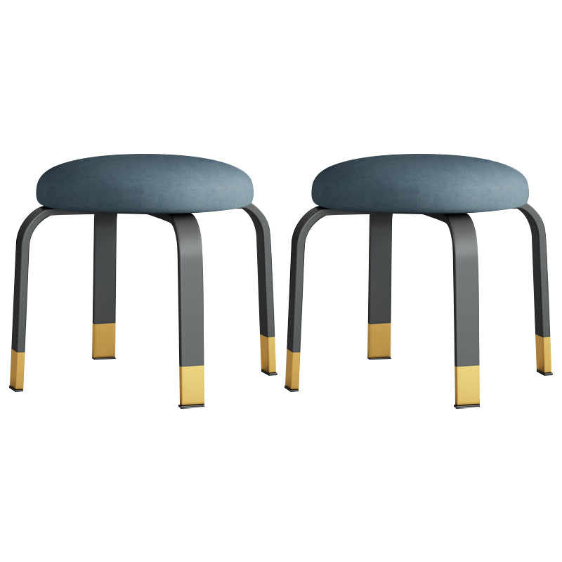 Footstool Ottoman Tear Resistant Solid Glam Cotton Blend Round Ottoman