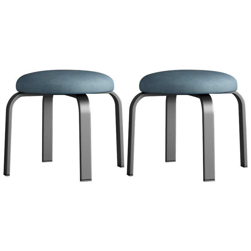 Footstool Ottoman Tear Resistant Solid Glam Cotton Blend Round Ottoman