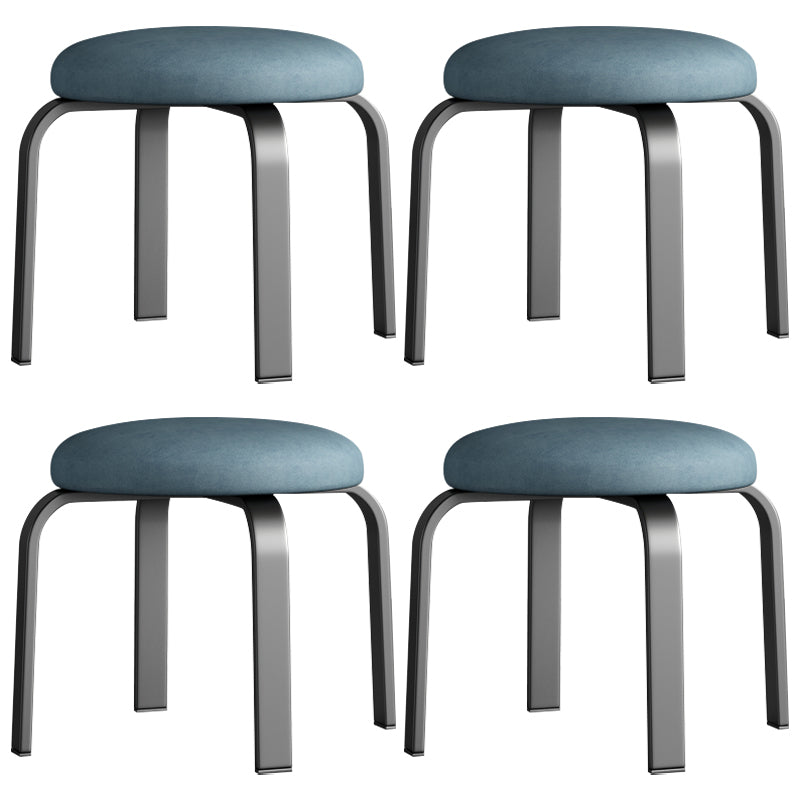 Footstool Ottoman Tear Resistant Solid Glam Cotton Blend Round Ottoman