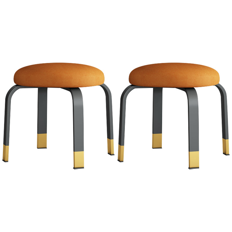 Footstool Ottoman Tear Resistant Solid Glam Cotton Blend Round Ottoman