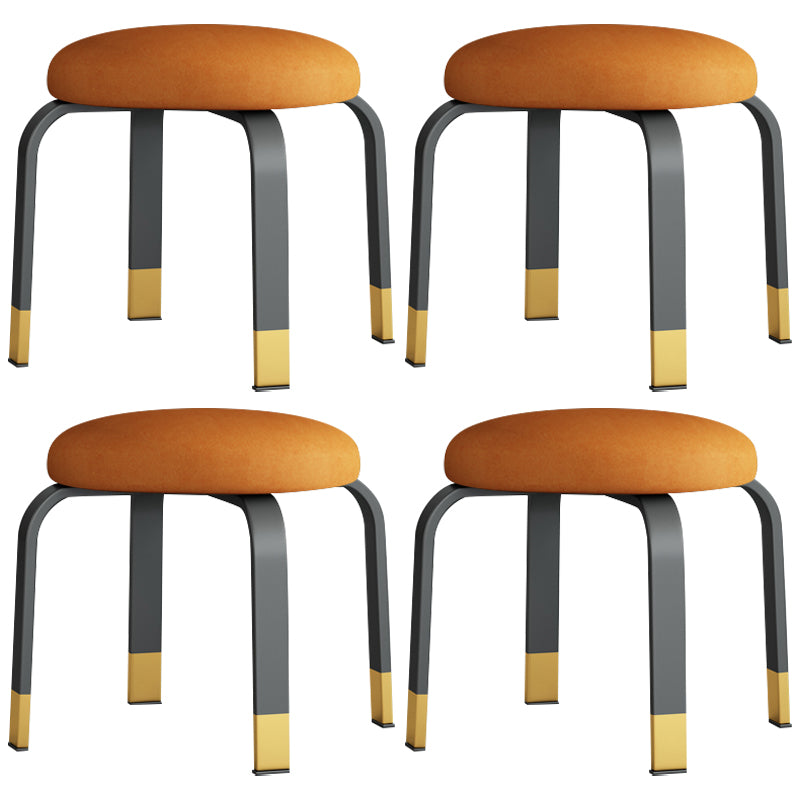 Footstool Ottoman Tear Resistant Solid Glam Cotton Blend Round Ottoman