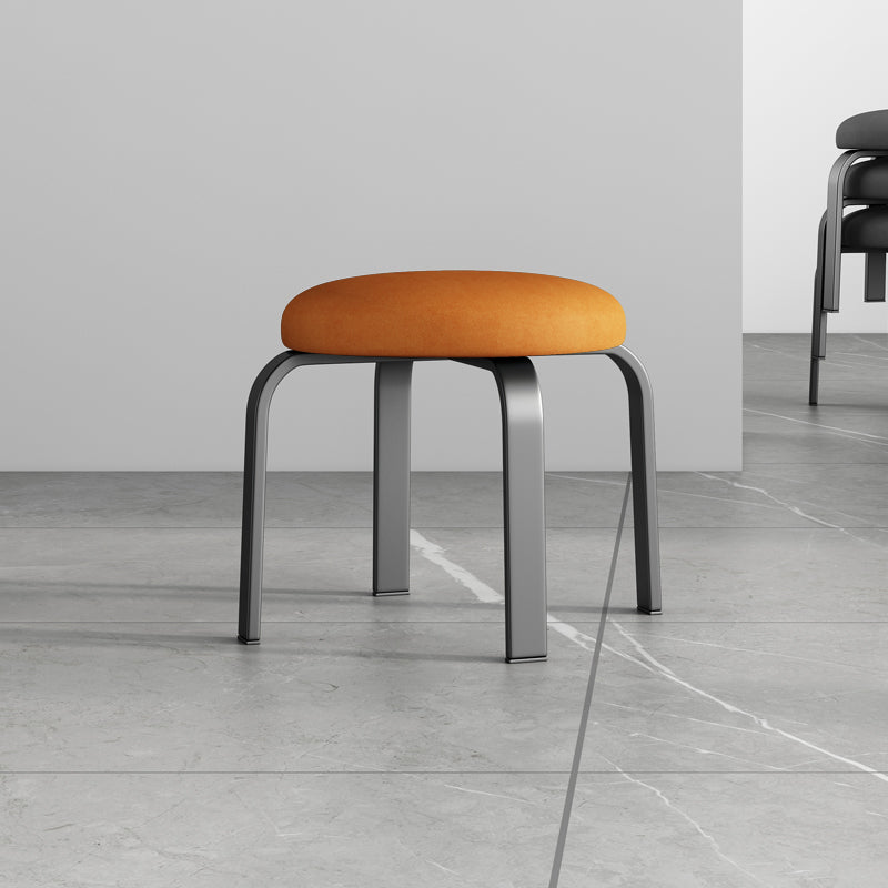 Footstool Ottoman Tear Resistant Solid Glam Cotton Blend Round Ottoman