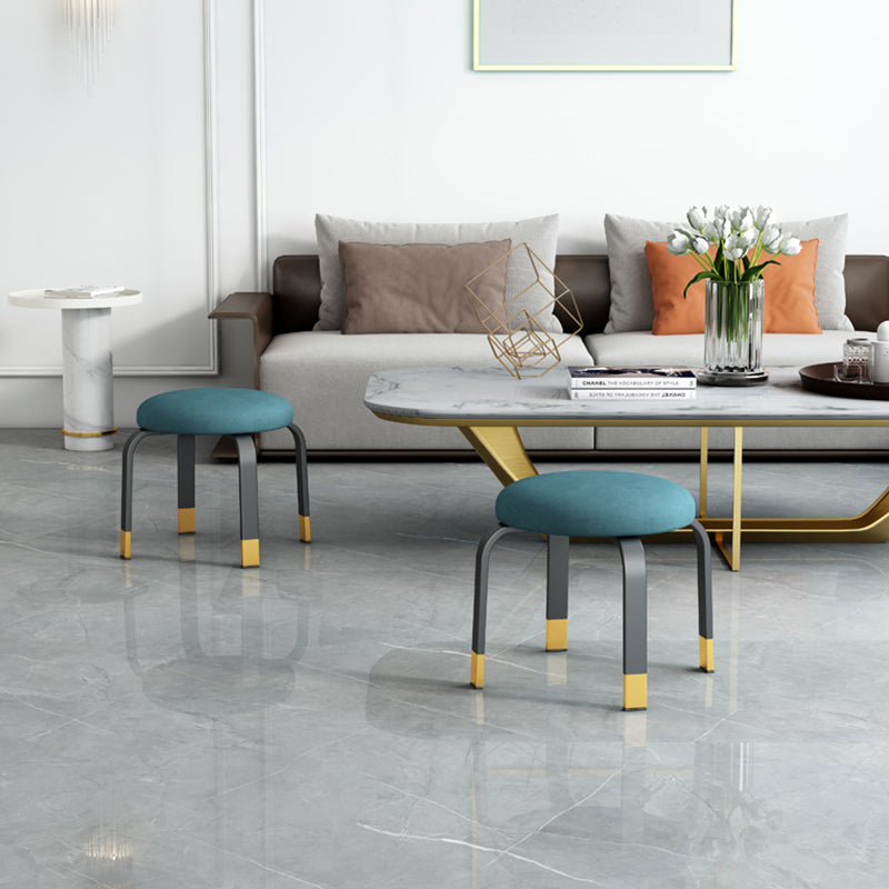 Footstool Ottoman Tear Resistant Solid Glam Cotton Blend Round Ottoman