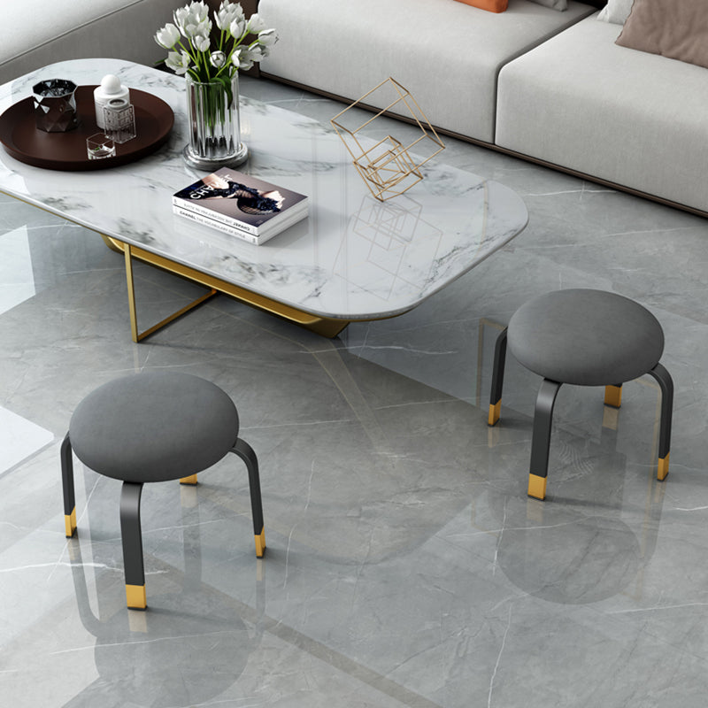 Footstool Ottoman Tear Resistant Solid Glam Cotton Blend Round Ottoman