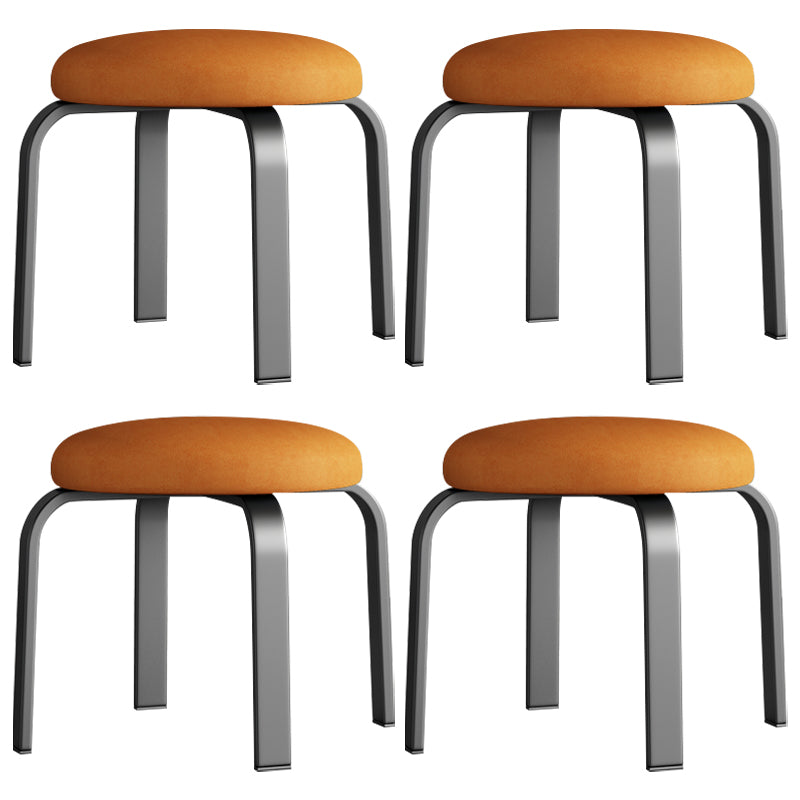 Footstool Ottoman Tear Resistant Solid Glam Cotton Blend Round Ottoman