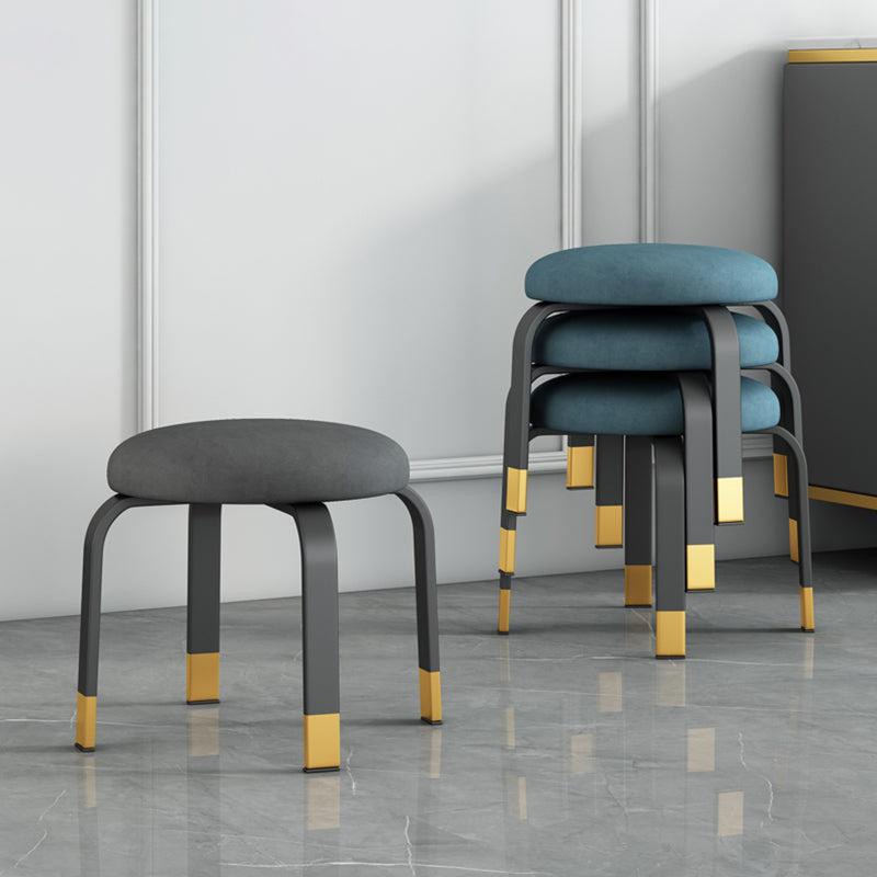 Footstool Ottoman Tear Resistant Solid Glam Cotton Blend Round Ottoman