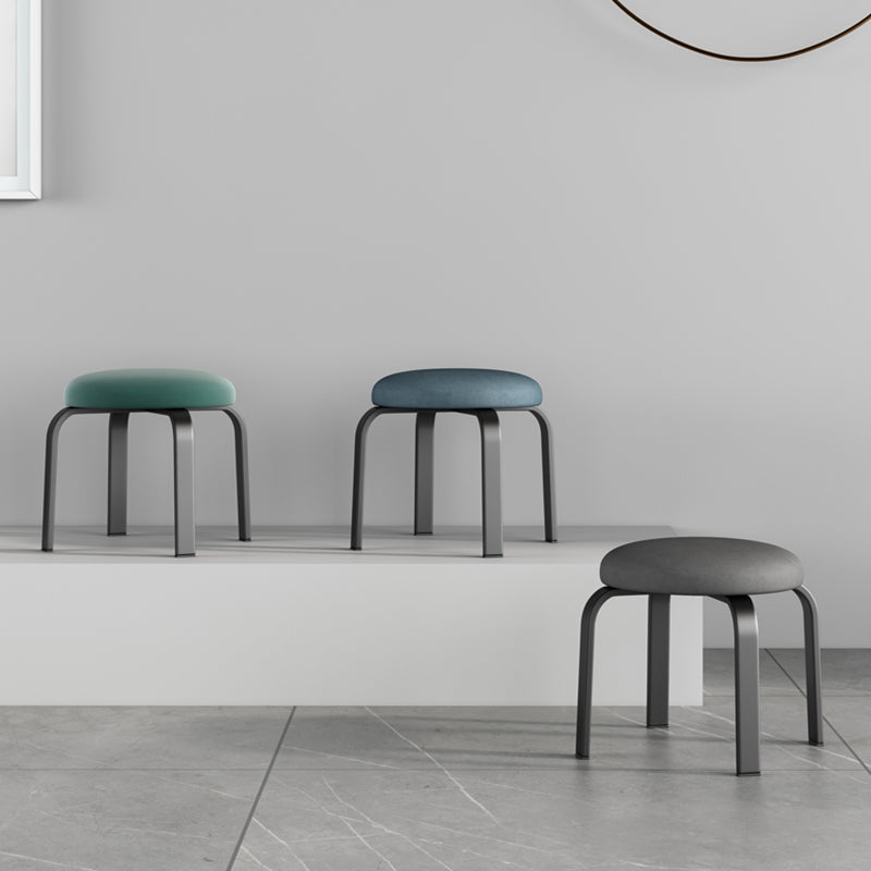 Footstool Ottoman Tear Resistant Solid Glam Cotton Blend Round Ottoman