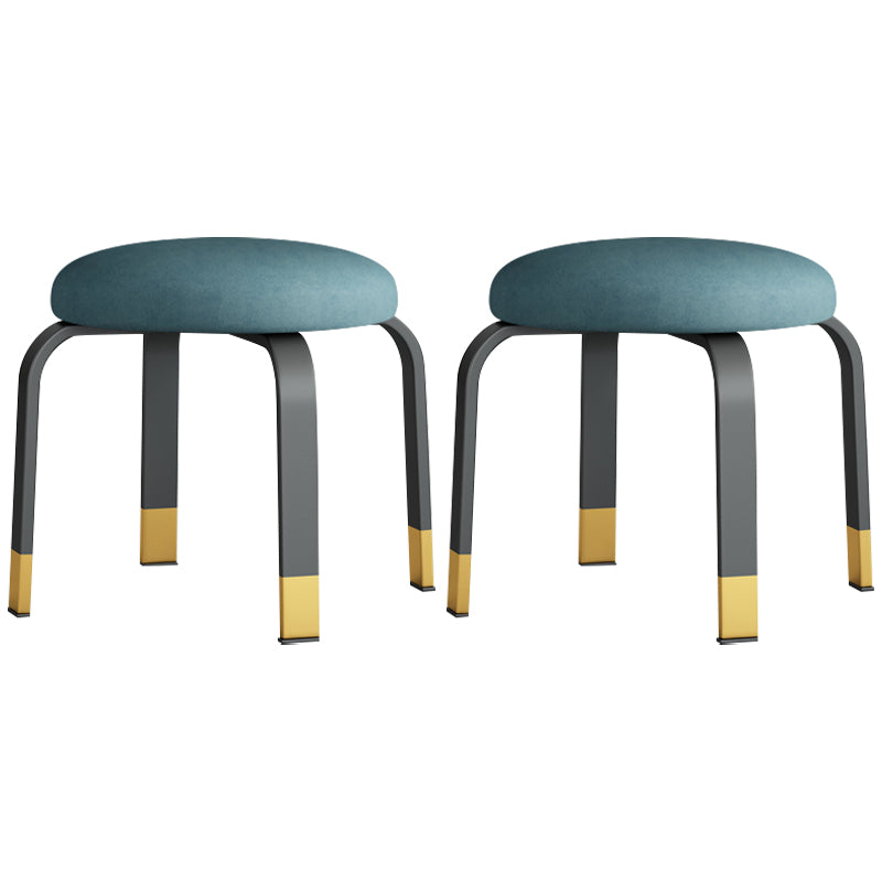 Footstool Ottoman Tear Resistant Solid Glam Cotton Blend Round Ottoman