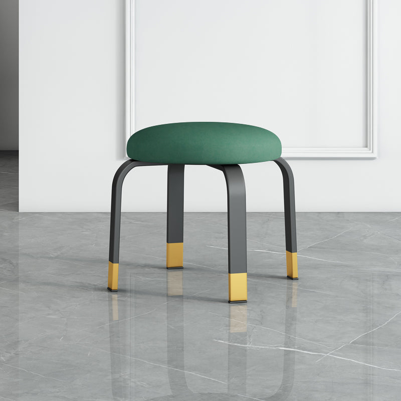 Footstool Ottoman Tear Resistant Solid Glam Cotton Blend Round Ottoman