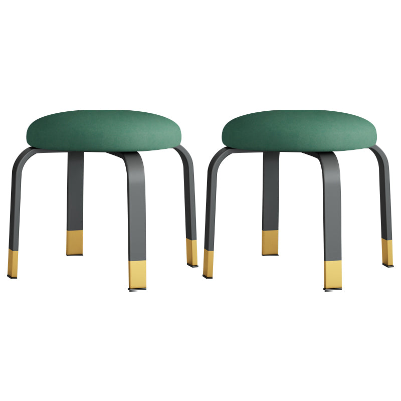 Footstool Ottoman Tear Resistant Solid Glam Cotton Blend Round Ottoman