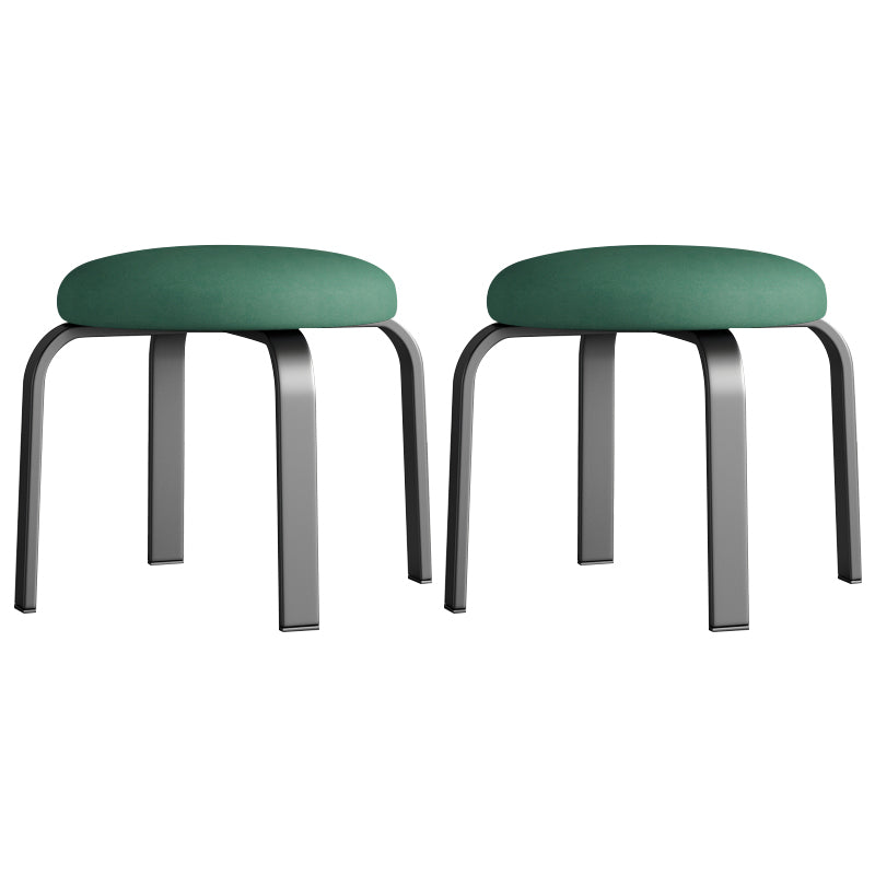 Footstool Ottoman Tear Resistant Solid Glam Cotton Blend Round Ottoman