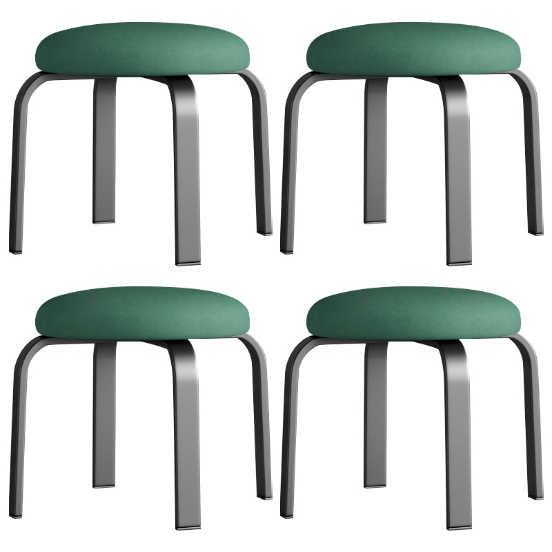 Footstool Ottoman Tear Resistant Solid Glam Cotton Blend Round Ottoman